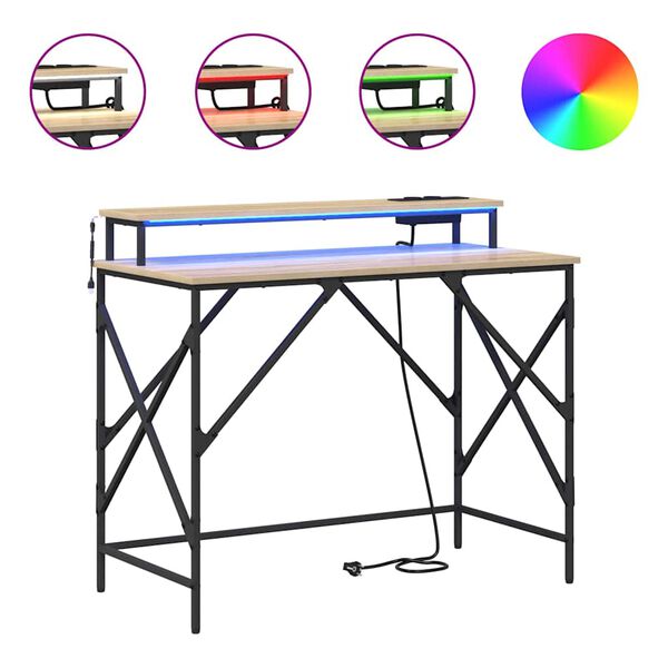 vidaXL Skrivbord Sonoma-ek 100 x 50 x 86,5 cm Konstruerat tr&auml;