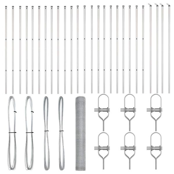 vidaXL St&auml;ngselstolpe Silver 50 x 1 m (25 mm n&auml;t) St&aring;l