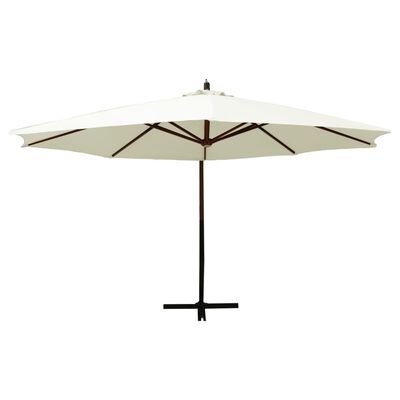 vidaXL Frihängande parasoll med trästång 350 cm sandvit