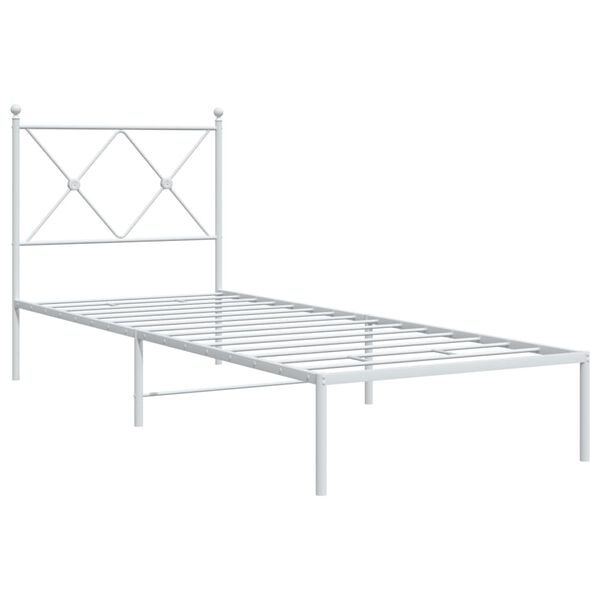 vidaXL Sängram med huvudgavel metall vit 80x200 cm