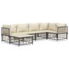 vidaXL Loungegrupp 6 delar med dynor antracit konstrotting