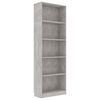 vidaXL Bokhylla 5 hyllor betonggr&aring; 60x24x175 cm konstruerat tr&auml;