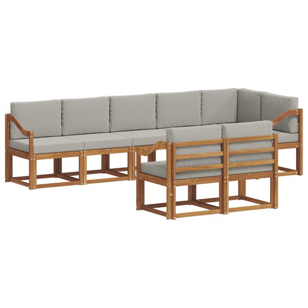 vidaXL Utomhussoffset med kudde 8 pcs Naturlig och Ljus Gr&aring;