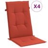 vidaXL Stolsdynor h&ouml;gt ryggst&ouml;d 4 st melerad r&ouml;d 120x50x4 cm tyg