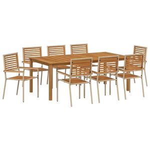 vidaXL Tr&auml;dg&aring;rdsm&ouml;belset 9 st Beige Massivt Akaciatr&auml;