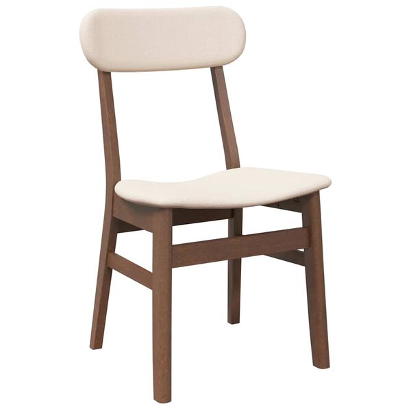 vidaXL Matstolar med dynor 2 st, brunt massivt trä gummi