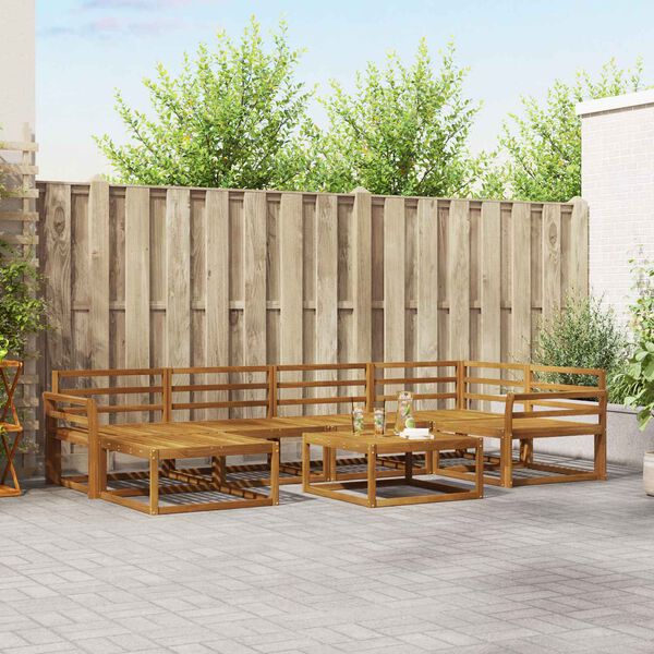 vidaXL Utomhussoffset 7 pcs Naturf&auml;rg Massivt Akaciatr&auml;