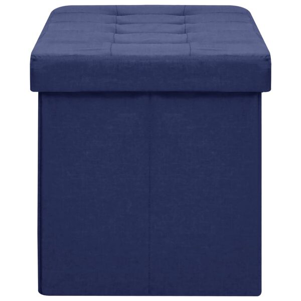 vidaXL Hopfällbar förvaringsbänk blå konstlinne
