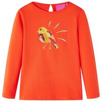 T-shirt med långa ärmar för barn mörk orange 92