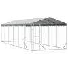 vidaXL Hundg&aring;rd med tak silver 3x9x2,5 m galvaniserat st&aring;l