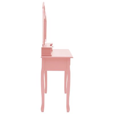 vidaXL Sminkbord med pall rosa 100x40x146 cm kejsarträ