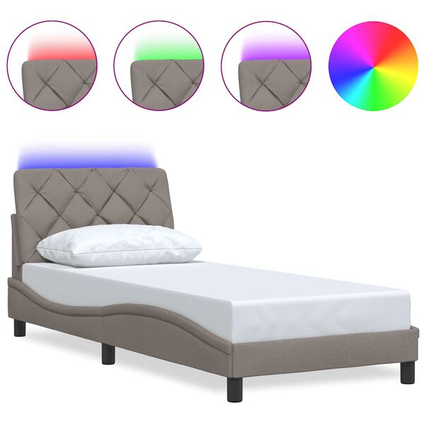 vidaXL Bed Frame with LED without Mattress Taupe 80x200 cm Fabric