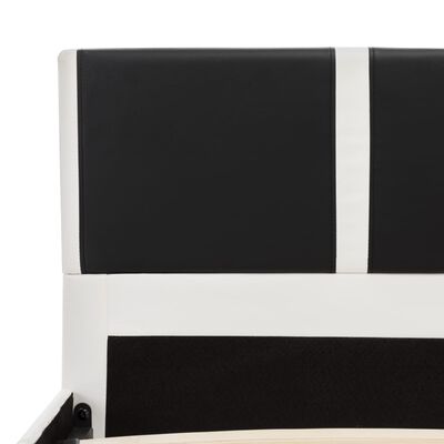 vidaXL Sängram svart och vit konstläder 140x200 cm