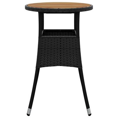 vidaXL Trädgårdsbord Ø60x75 cm akaciaträ och konstrotting svart
