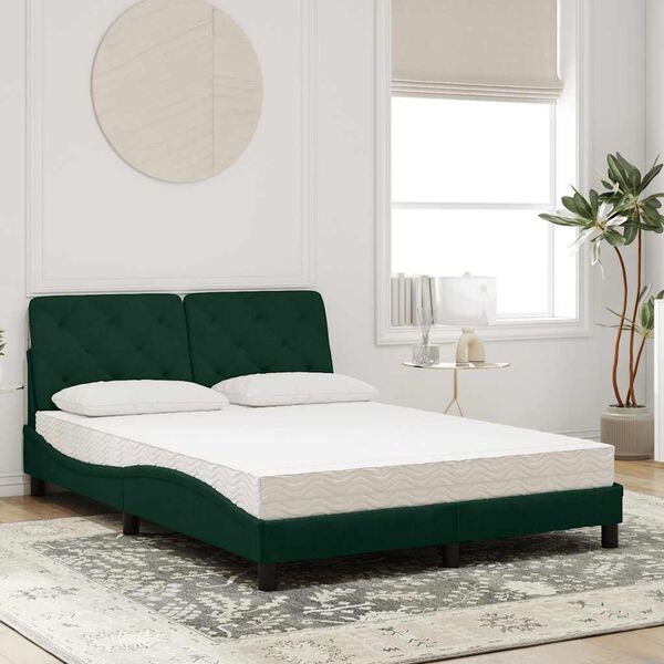 vidaXL Bed with Mattress Dark Green 120x200 cm Velvet