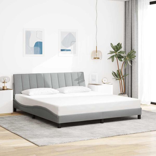 vidaXL Bed Frame without Mattress "Hanko" Light Grey 180x200 cm Fabric
