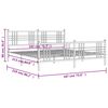 vidaXL S&auml;ngram med huvudgavel och fotgavel vit metall 183x213 cm