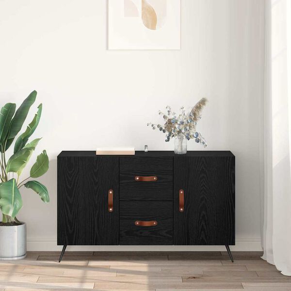 vidaXL Sideboard med l&aring;da Svart Ek 100 x 36 x 60 cm Konstruerat tr&auml;