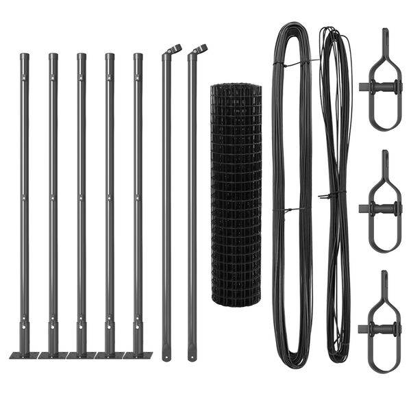 vidaXL St&auml;ngsel med stolpe Gr&aring; 0,4 x 10 m St&aring;l och PVC