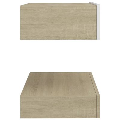 vidaXL Sängbord vit och sonoma-ek 60x35 cm konstruerat trä