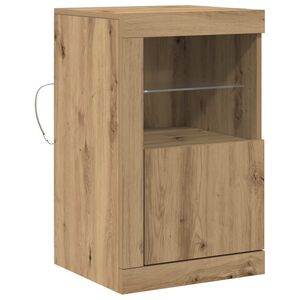vidaXL LED-sido bord 41 x 37 x 67 cm Konstruerat tr&auml; Artisan Ek