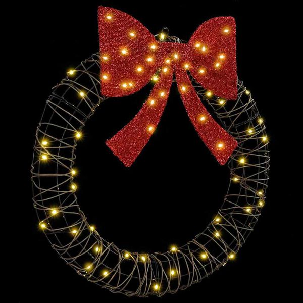 vidaXL Krans med 60 LED-lampor Varmvit 76 x 76 x 8 cm Rotting