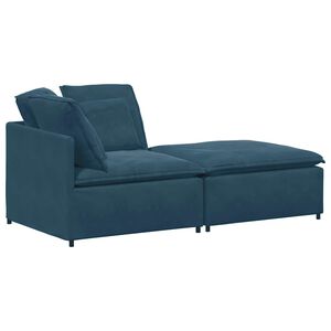 vidaXL Modulsoffa med fotpall och dynor sammetsbl&aring;