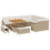 vidaXL Tr&auml;dg&aring;rdsoffset 12 st 7-Antal sittplatser Beige Poly rattan