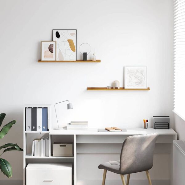 vidaXL V&auml;gg hylla med hylla 2 pcs Beige 80 x 9 x 3 cm Konstruerat tr&auml;