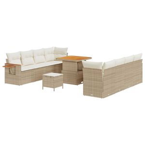 vidaXL Tr&auml;dg&aring;rdsoffset 12 pcs Beige och gr&auml;ddf&auml;rgad konstrotting