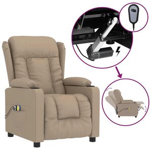 vidaXL Elektrisk massagef&aring;t&ouml;lj cappuccino konstl&auml;der