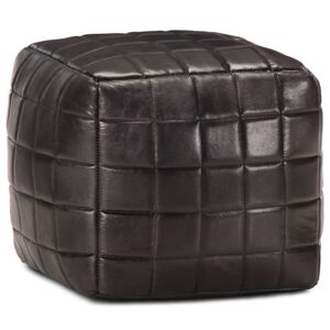vidaXL Sittpuff svart 40x40x40 cm &auml;kta getskinn