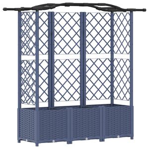 vidaXL Upph&ouml;jd B&auml;dd med Spalj&eacute; och Tak Gr&aring; 163 x 40 x 138 cm PP