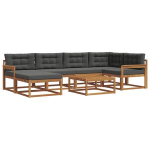vidaXL Utomhussoffset med kudde 7 pcs Naturlig och Antracit