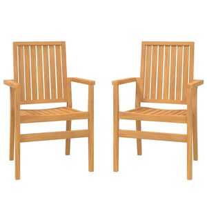 vidaXL Stapelbara tr&auml;dg&aring;rdsstolar 2 st 56,5x57,5x91 cm massiv teak