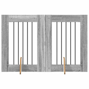 vidaXL Hundgrind med st&auml;llningar 2 pcs Gr&aring; sonoma-ek 60 x 80 cm