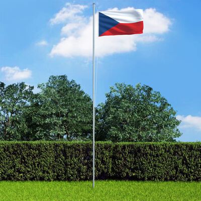 vidaXL Tjeckiens flagga och flaggstång i aluminium 6,2 m