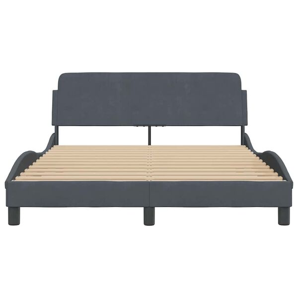 vidaXL Bed Frame "Dover" Dark Grey 140x200 cm Velvet