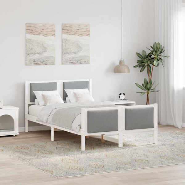 vidaXL Sängram med huvudgavel Ljusgrå 120 x 200 cm tyg