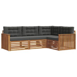 vidaXL Utomhussoffset med kudde 4 pcs Naturlig och Antracit