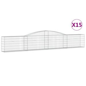 vidaXL Gabioner b&aring;gformade 15 st 400x30x60/80 cm galvaniserat j&auml;rn