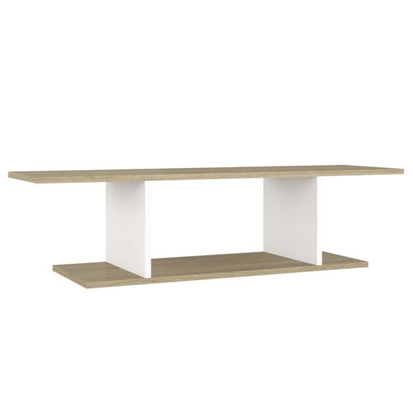 vidaXL V&auml;ggmonterat tv-sk&aring;p vit och sonoma-ek 103x30x26,5 cm
