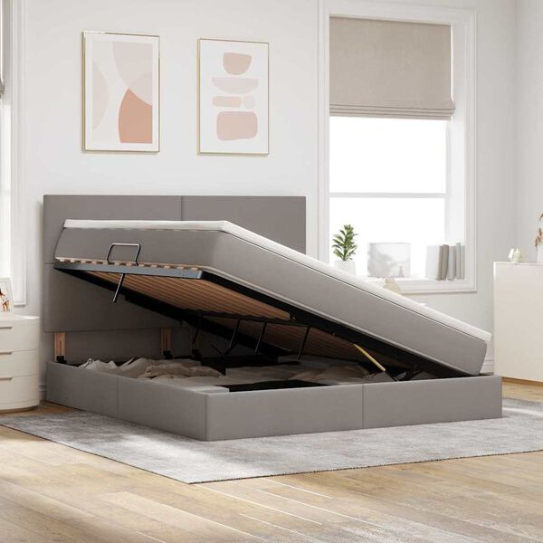 vidaXL F&ouml;rvaringss&auml;ng med madrass Taupe 160 x 200 cm Polyester