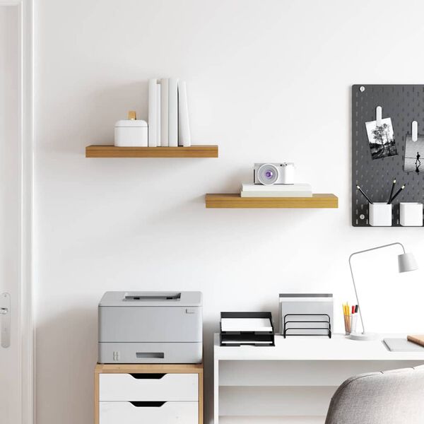 vidaXL V&auml;gg hylla 2 pcs Beige 50 x 23 x 4 cm Konstruerat tr&auml;