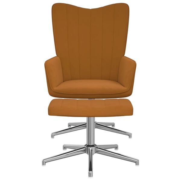 vidaXL Vilstol med fotpall brun sammet