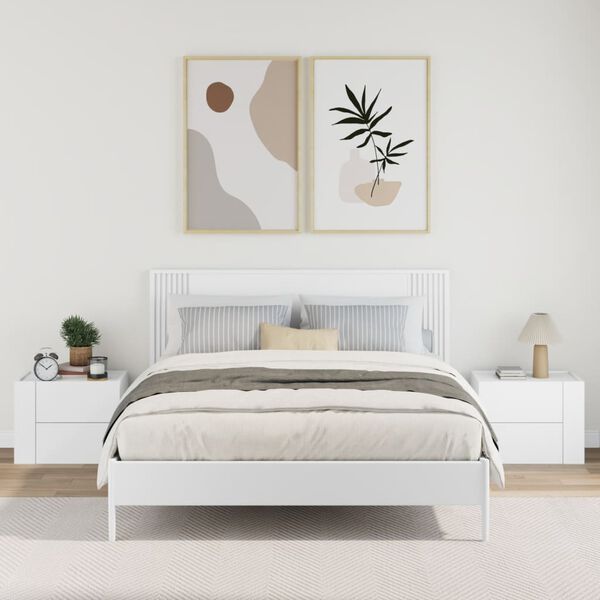 vidaXL V&auml;ggmonterade s&auml;ngbord 2 st vit 45x30x35 cm