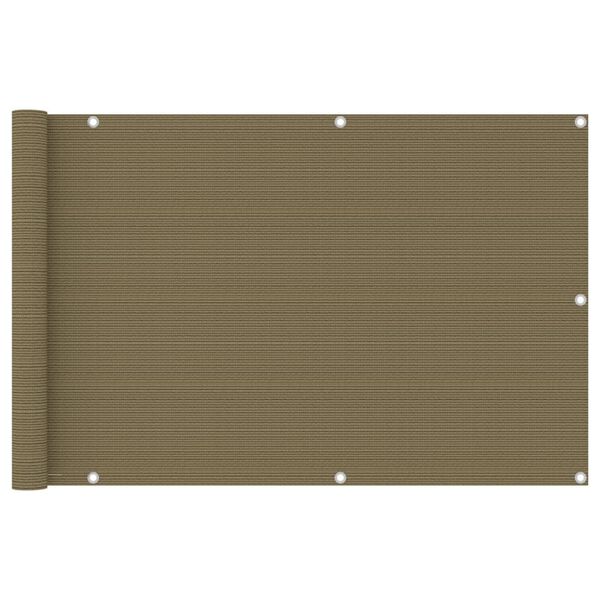 vidaXL Balkongskärm taupe 90x600 cm HDPE