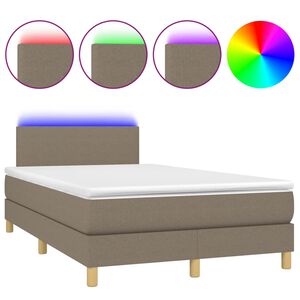 vidaXL Rams&auml;ng med madrass & LED taupe 120x190 cm tyg