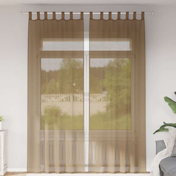 vidaXL Voile gardiner med öglor 2 st ljusbrun 140x260 cm