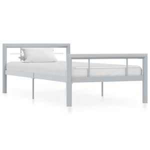 vidaXL S&auml;ngram utan madrass gr&aring; & vit metall 90x200 cm